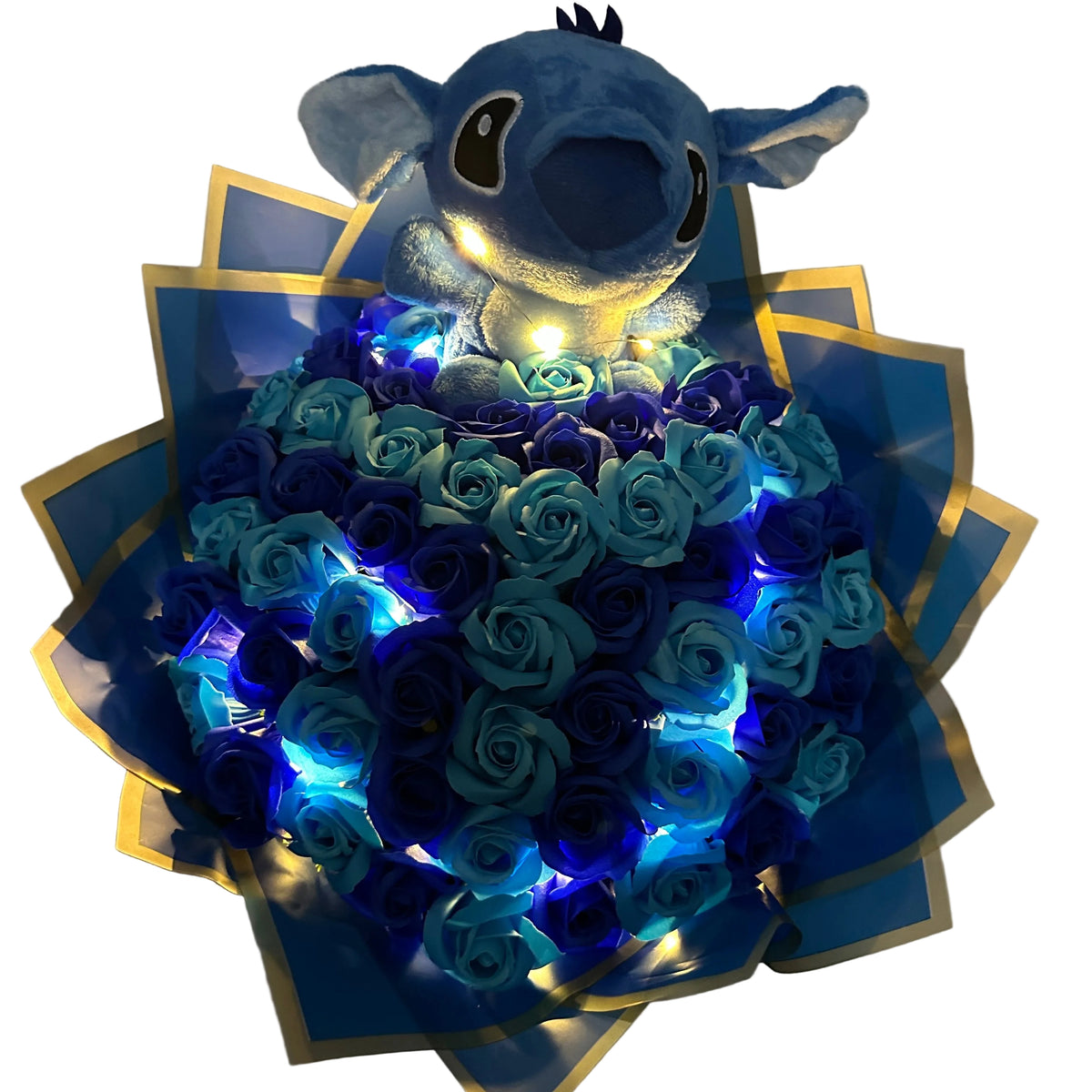 Ocean Dream – 59 de trandafiri cu Stitch & lumini