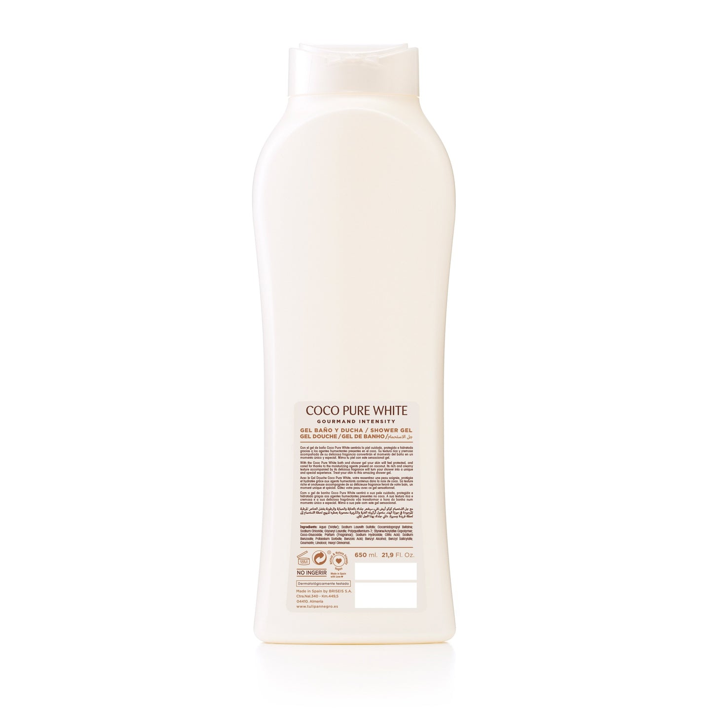 TULIPAN NEGRO GEL DUS COCO PURE WHITE 650 ML