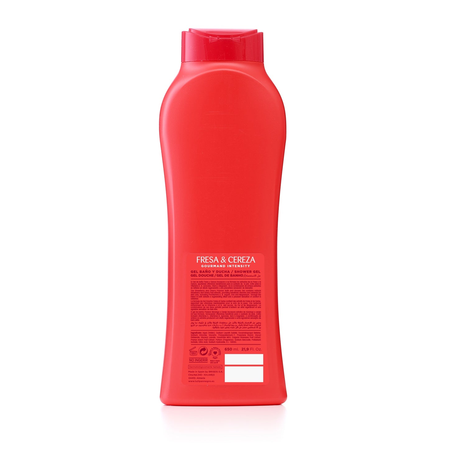 TULIPAN NEGRO GEL DUS FRESA Y CEREZA 650 ML
