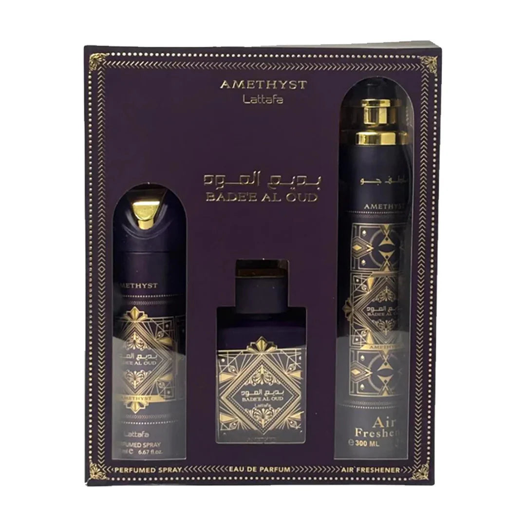 Bade'e Al Oud Amethyst Eau de Parfum 100ml + Deodorant Spray 200ml + Air Freshener 300ml