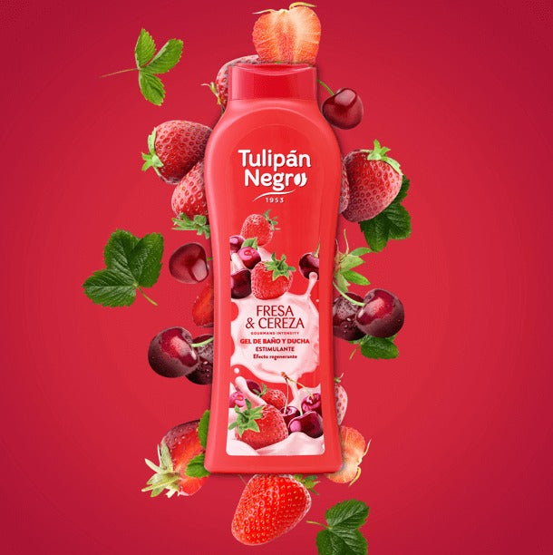 TULIPAN NEGRO GEL DUS FRESA Y CEREZA 650 ML